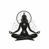 Surreal aesthetic yoga logo silhouette exercise stencil.